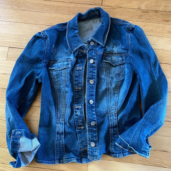 Vintage denim jacket with flower buttons - Picture 6 of 6